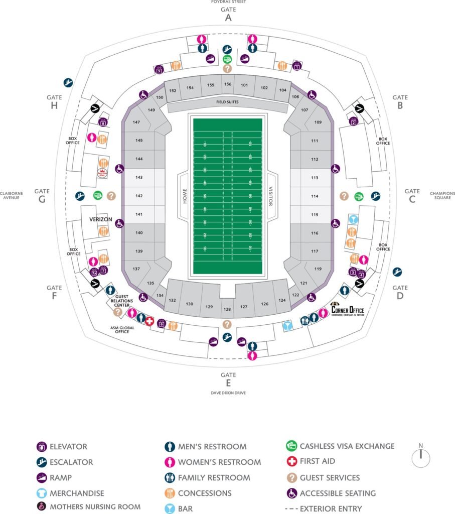 Caesars Superdome Seating Chart 2023 New Orlean Saints Stadium