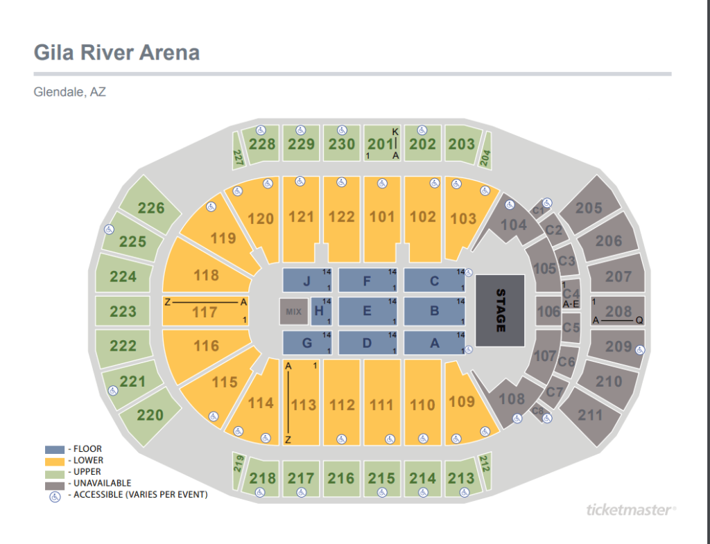Breakdown Of The Gila River Arena Seating Chart