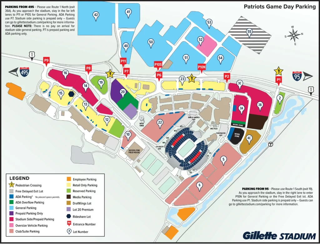 gillette stadium parking map