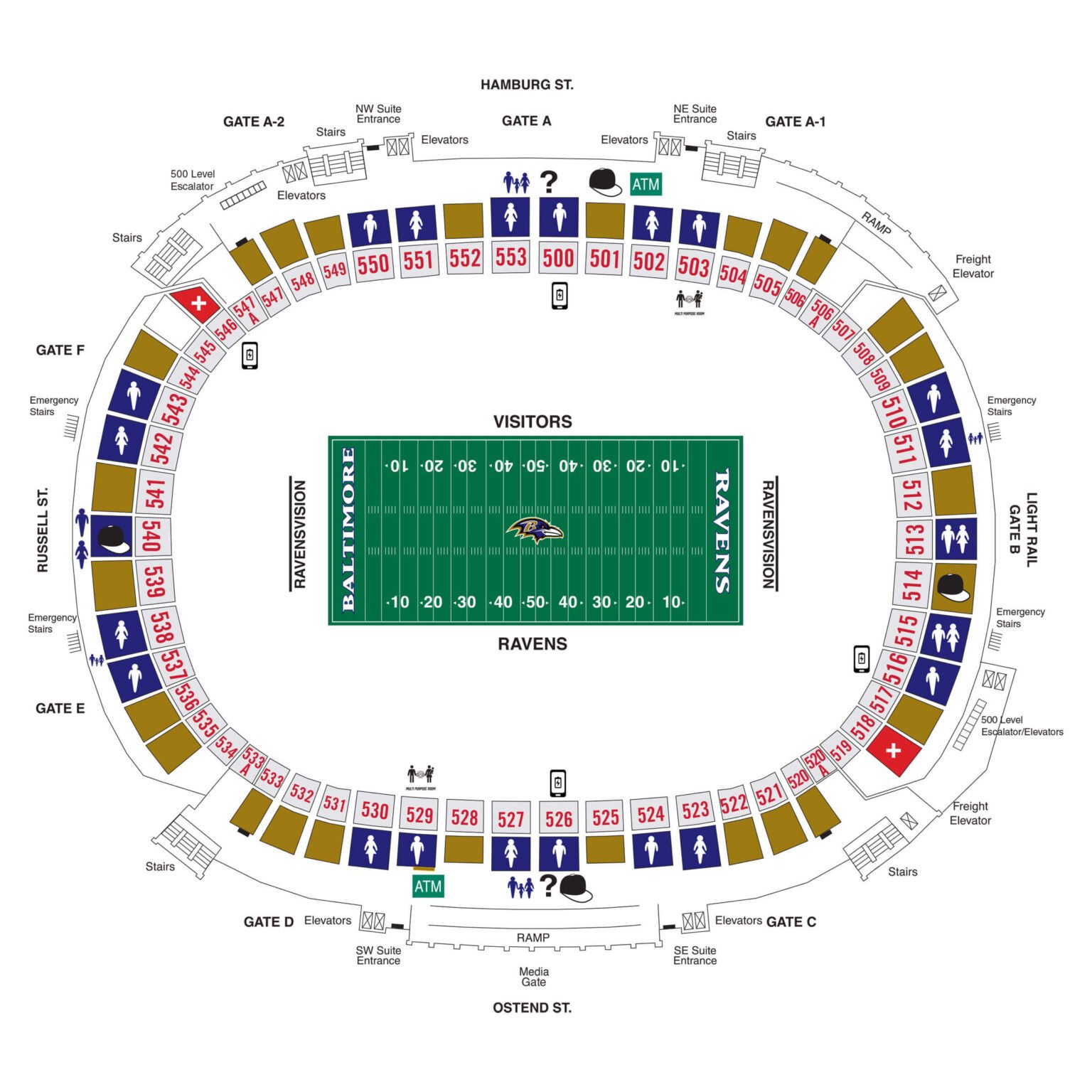 Baltimore Ravens Seating chart for M&T Bank Stadium 2024