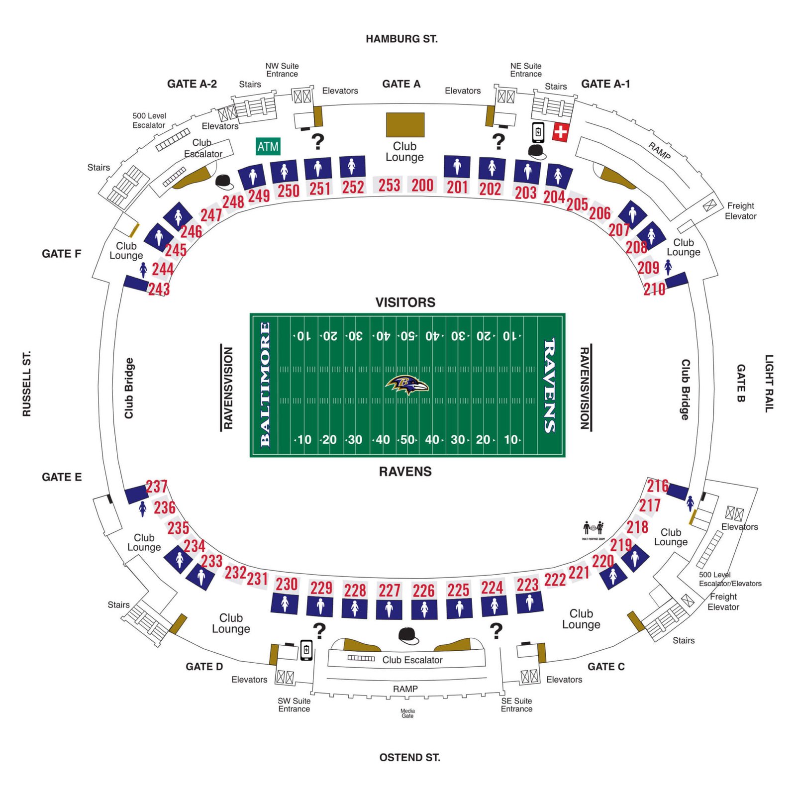 Baltimore Ravens Seating chart for M&T Bank Stadium 2023