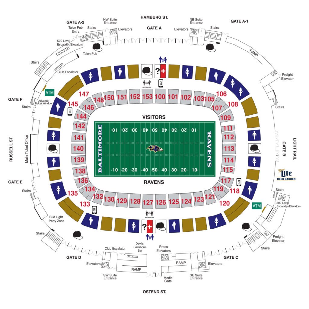 Seating chart for m&t bank stadium lower level