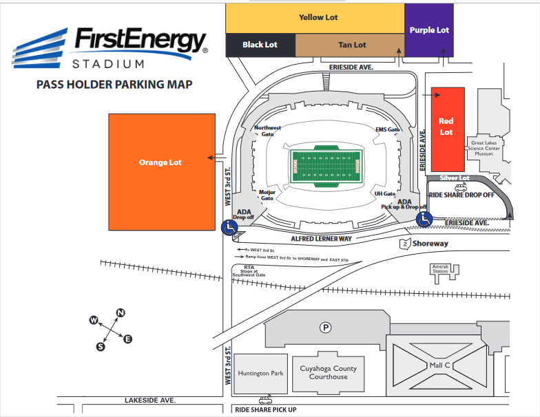FirstEnergy Stadium Parking Map