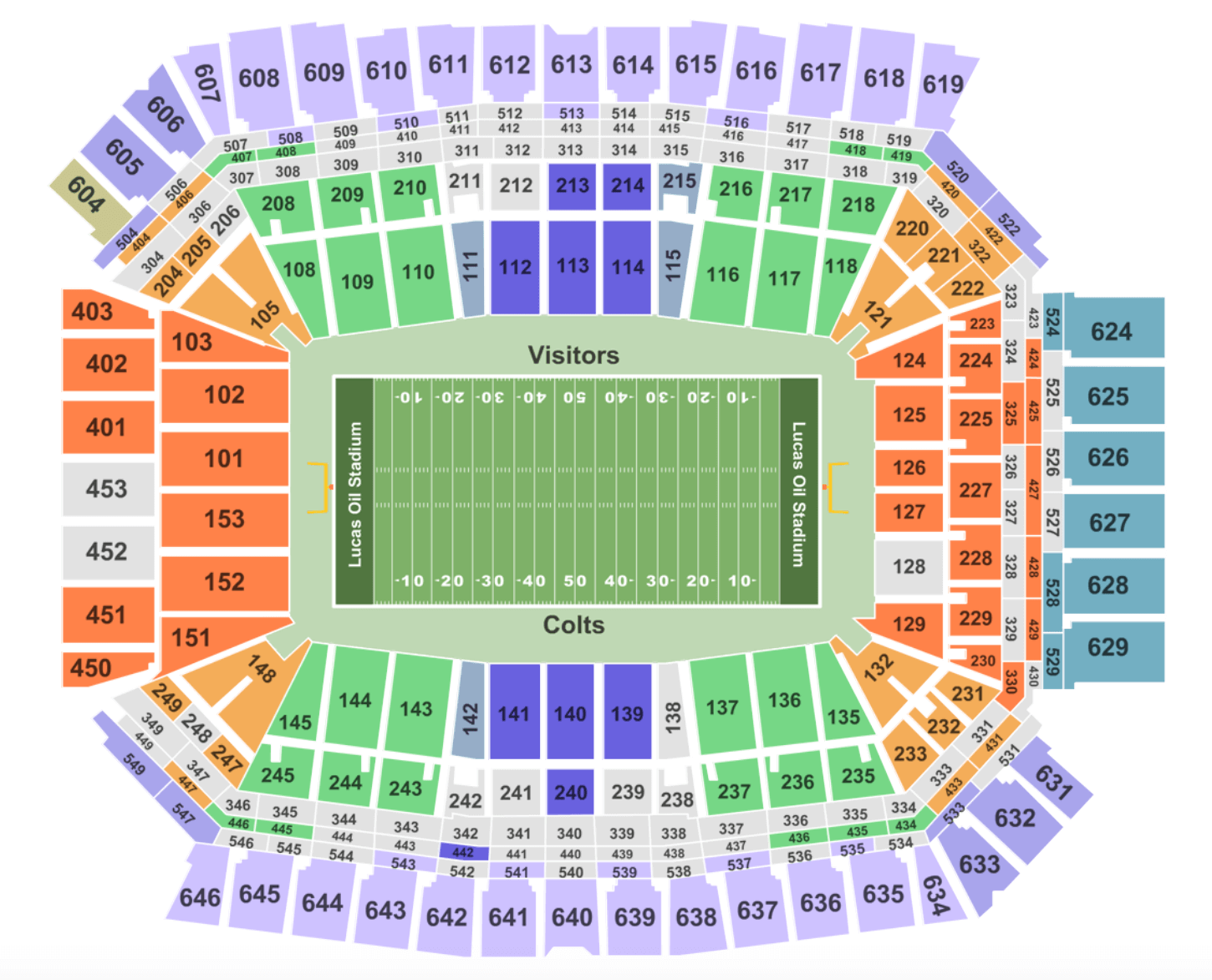 Lucas Oil Stadium Seating Chart 2024 | Indianapolis Colts’ Stadium ...