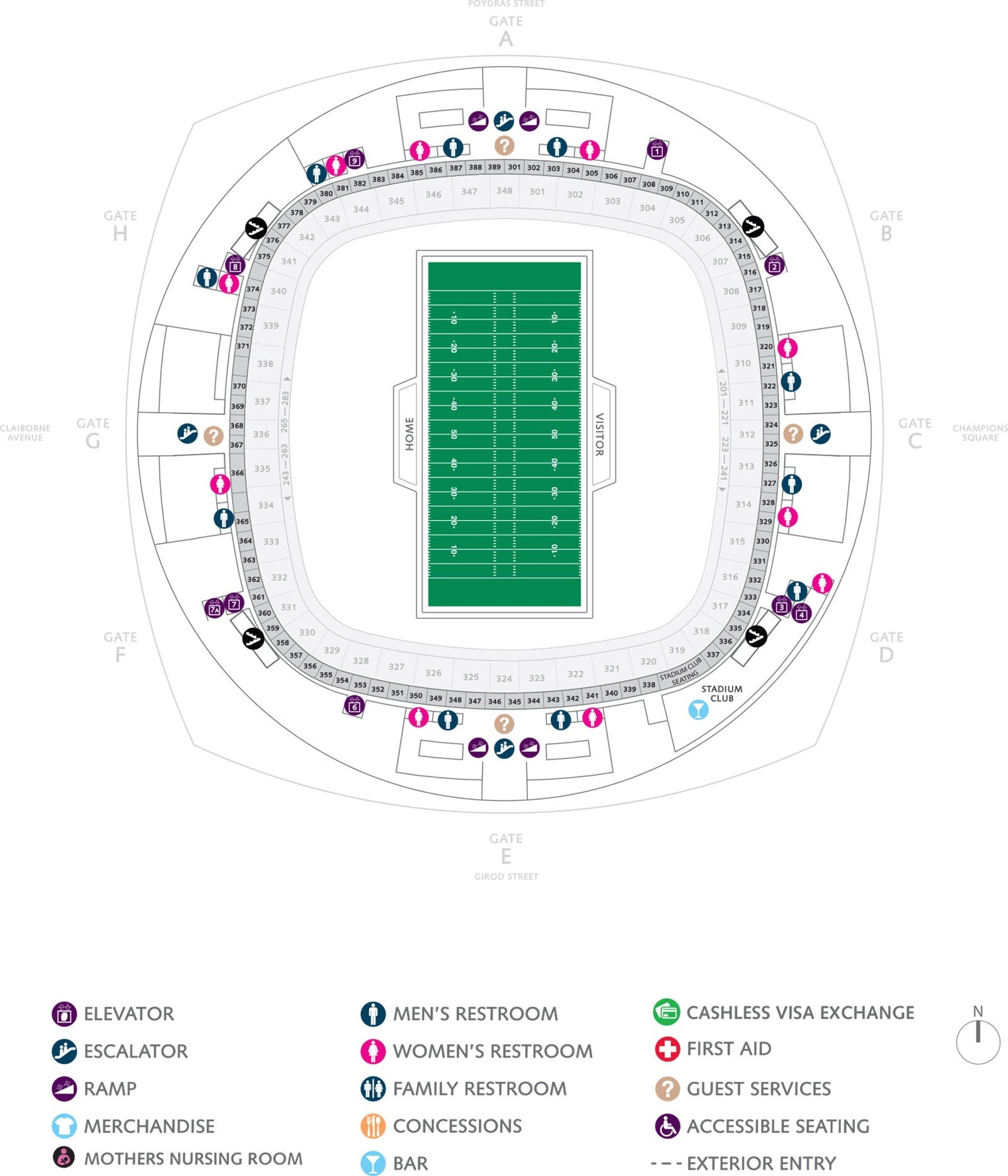 Caesars Superdome Seating Chart 2023 | New Orlean Saints Stadium