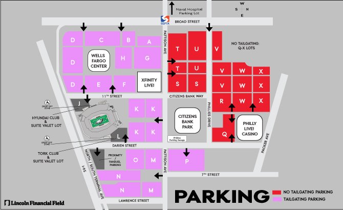 Lincoln Financial Field parking map