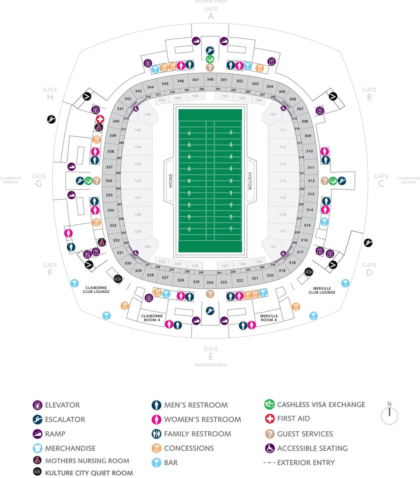 Caesars Superdome Seating Chart 2023 | New Orlean Saints Stadium