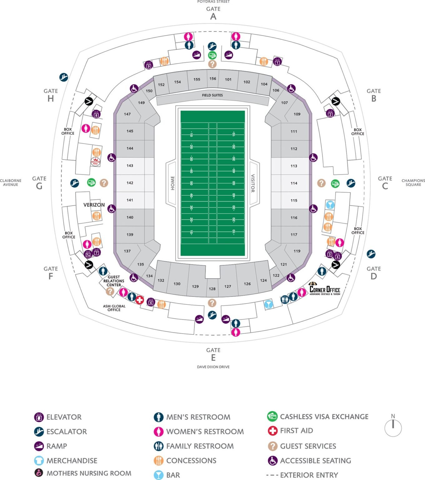 Caesars Superdome Seating Chart 2023 | New Orlean Saints Stadium ...