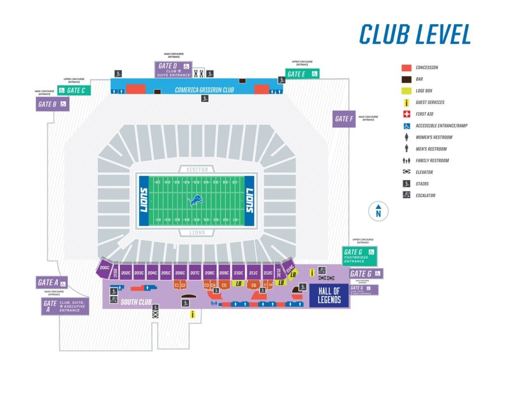 ford field club level seating chart
