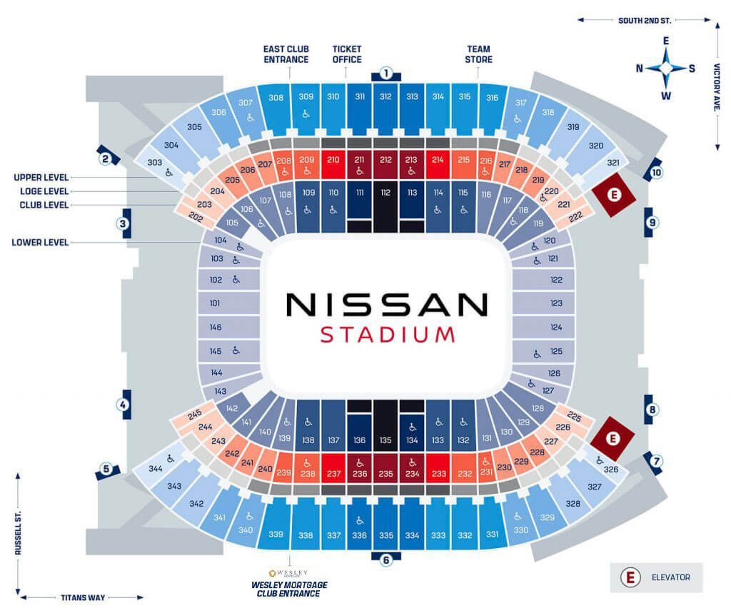 nissan stadium seating chart