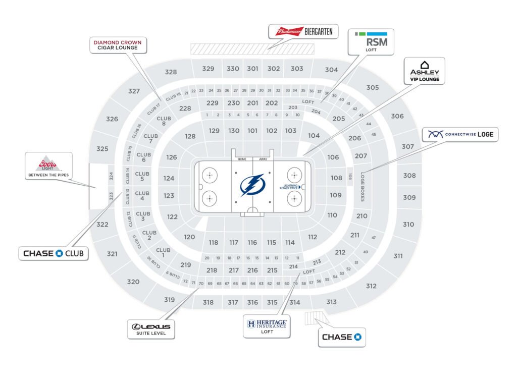 Amalie Arena Seating Chart for Hockey | Tampa Bay Lightning Game