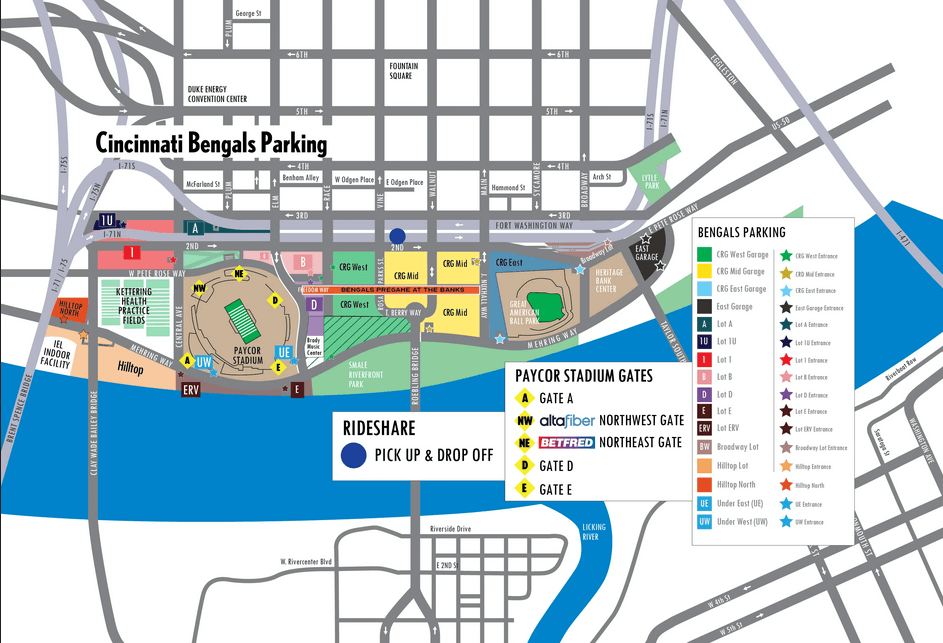 paycor stadium parking map