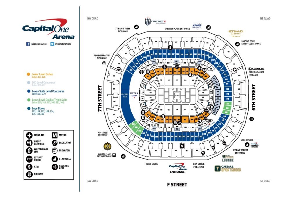 Capital One Arena Seating Chart for Center Stage Concerts