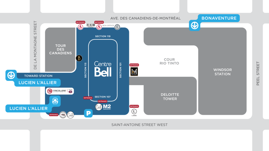Bell Centre Parking map