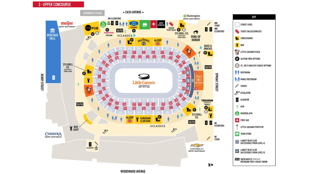 Little Caesars Arena Seating Chart Guide 2024 Detroit Red Wings   Little Caesars Arena 200 Level Concourse 