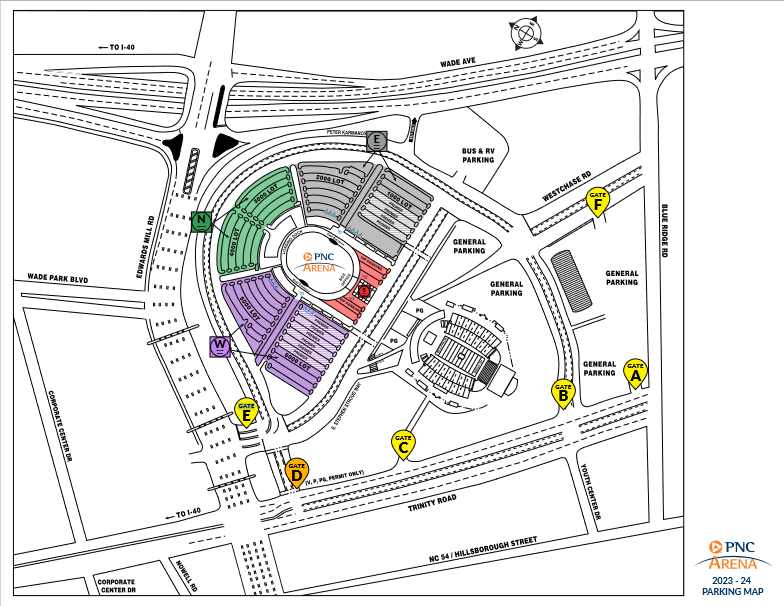 pnc arena parking map