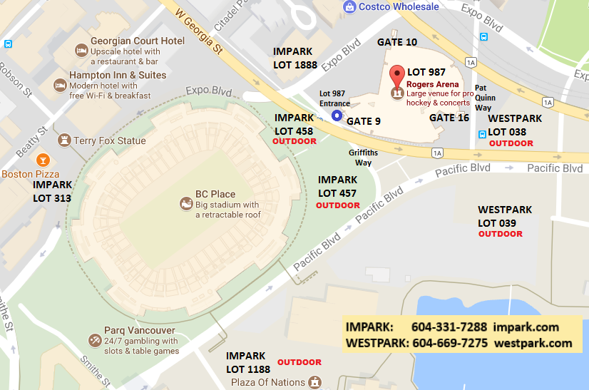 Rogers arena parking map