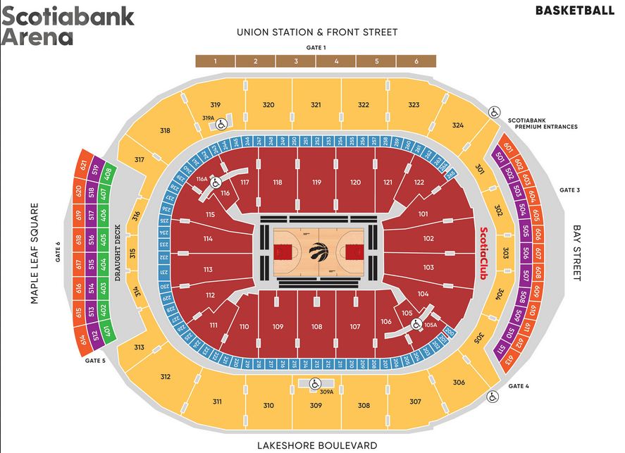 Scotiabank Arena Seating Chart: NBA Toronto Raptors Game