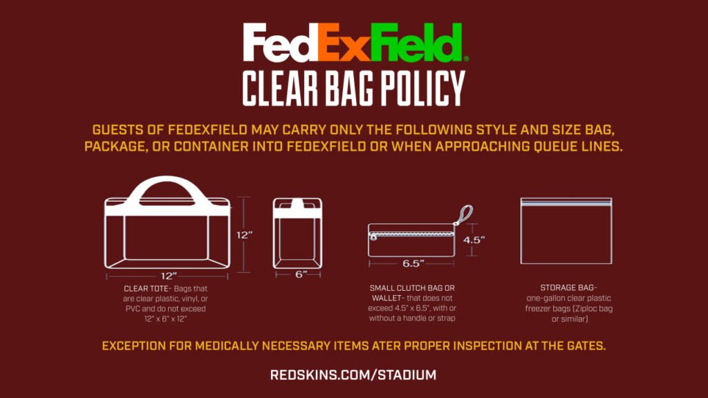 fedex field clear bag policy
