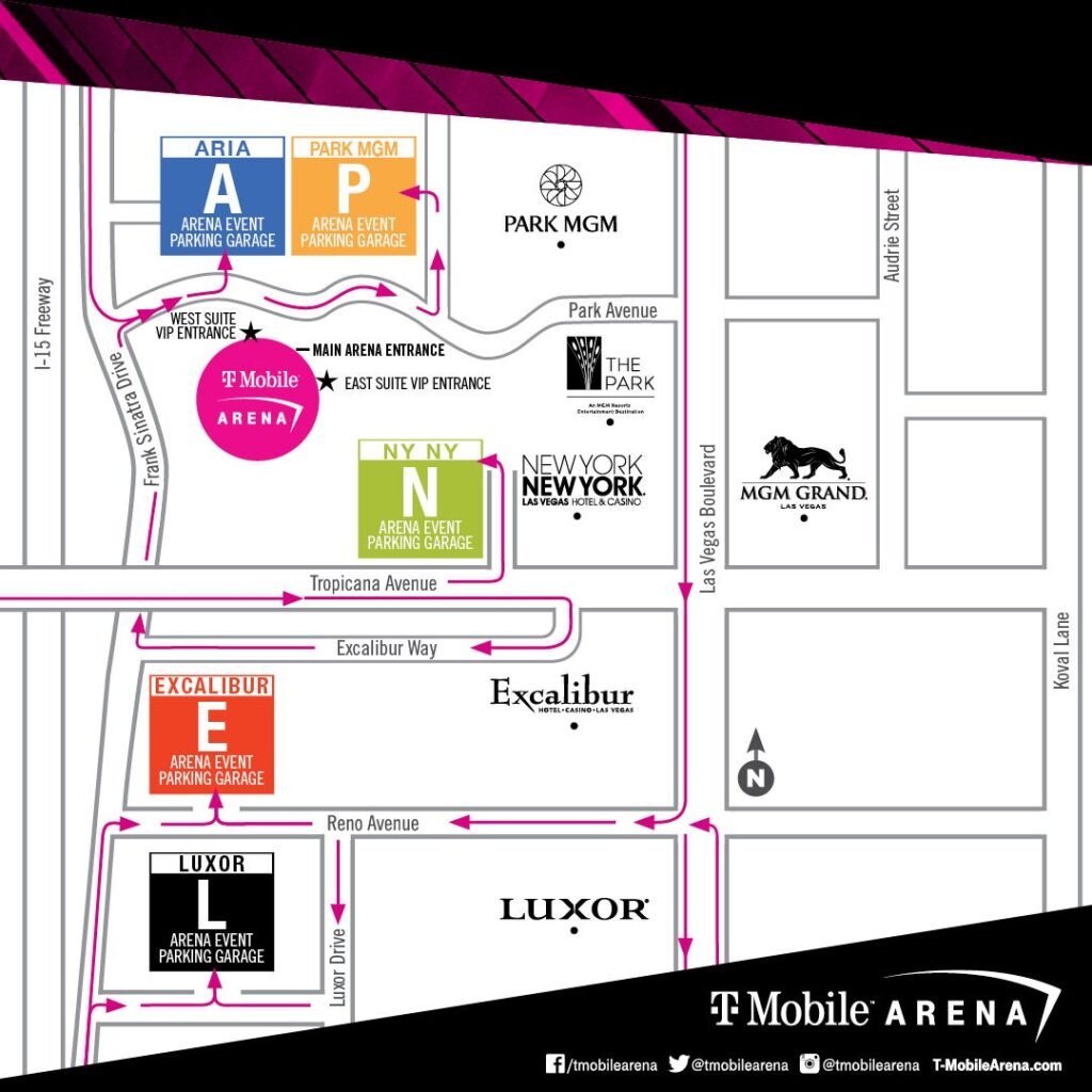 T-Mobile Arena Parking Map for Non-Hockey Events
