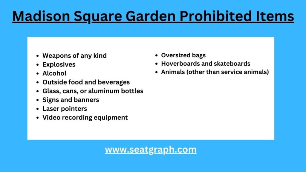 madison square garden prohibited items