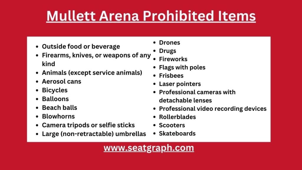 Mullett arena prohibited items