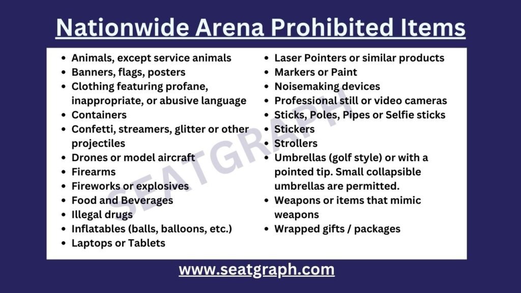nationwide arena prohibited items