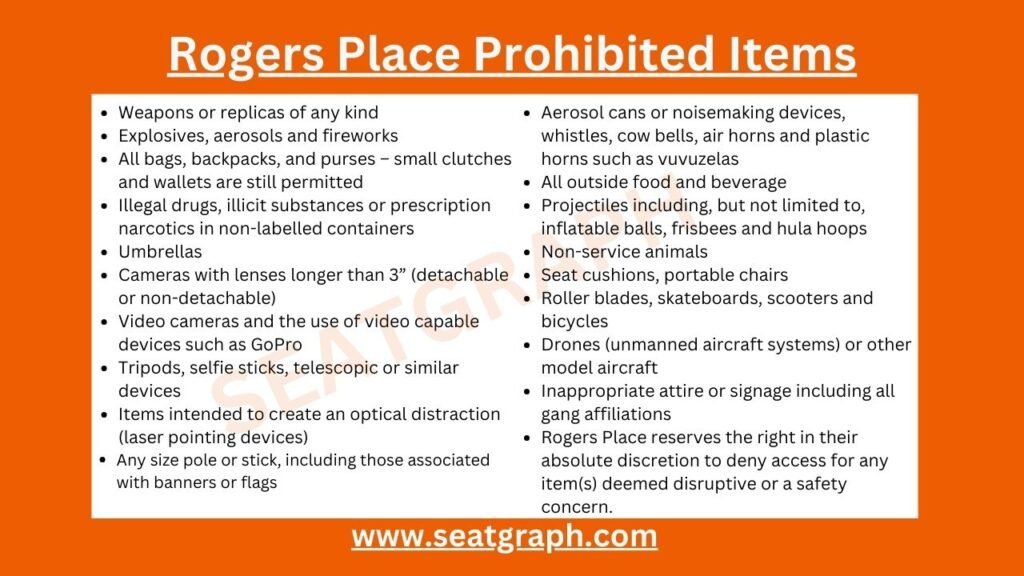 rogers place prohibited items