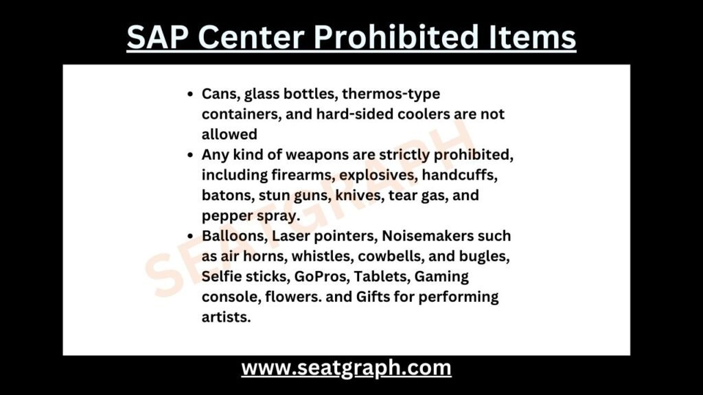 sap center prohibited items