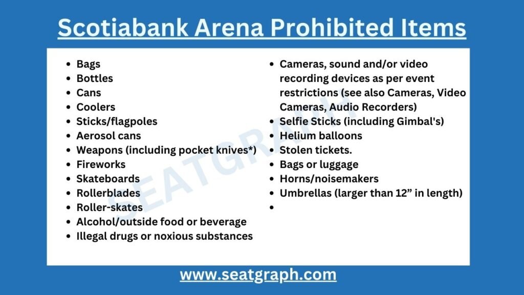 scotiabank arena prohibited items