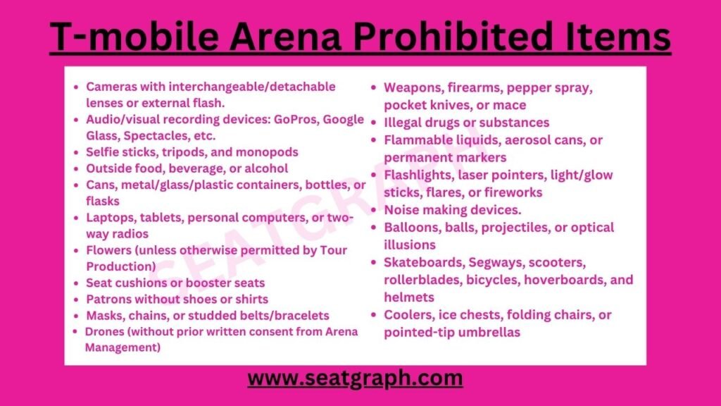 List of prohibited items at T-Mobile arena, Las Vegas