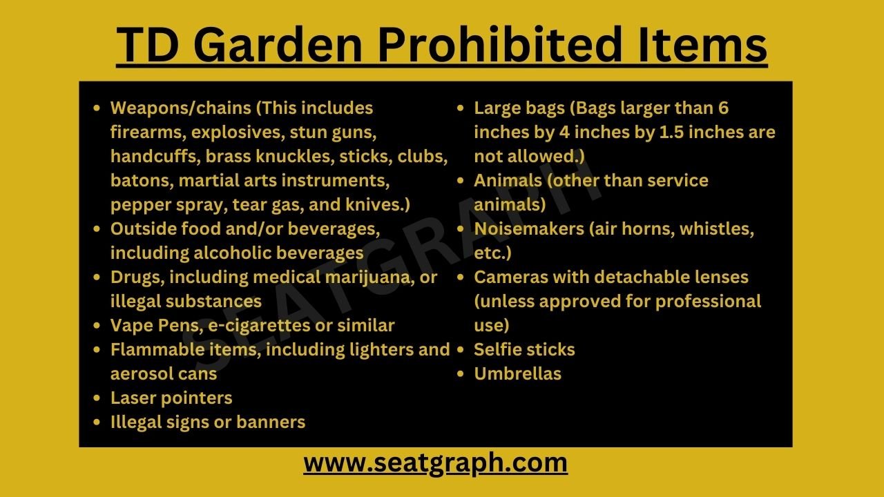 TD Garden Bag Policy Approved and Prohibited Items List SeatGraph