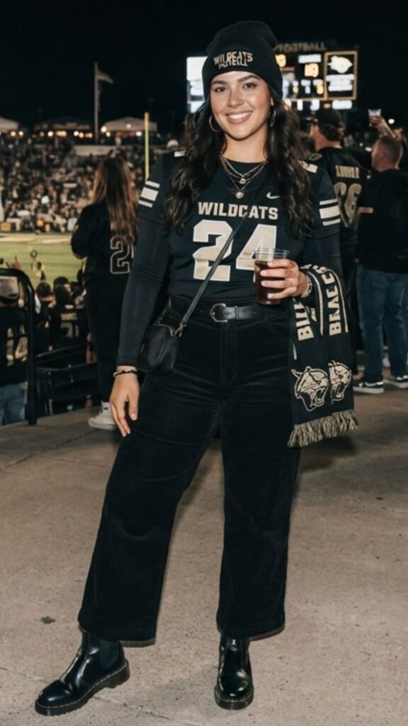 Black Corduroy Pants and a Fitted Team Top