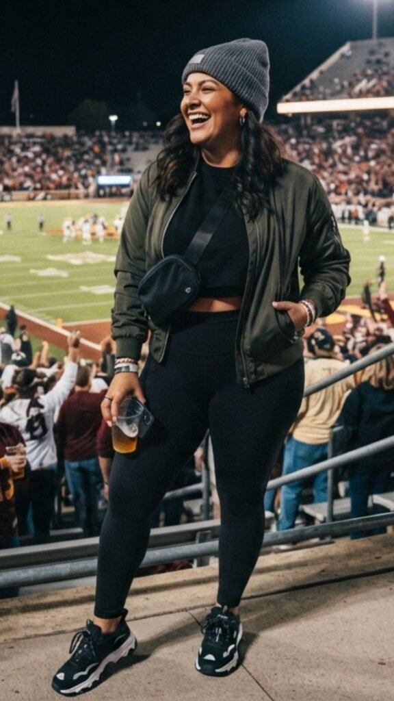11 Blackout Football Game Outfit Ideas- All-Black Athleisure Set