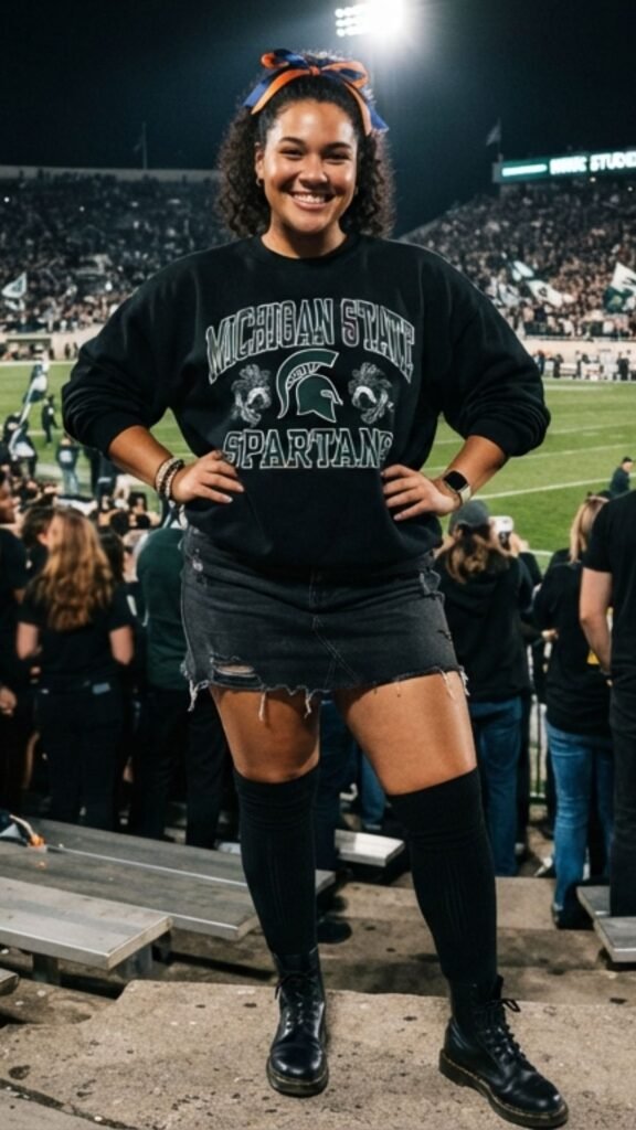 Black Denim Skirt and Oversized Sweatshirt